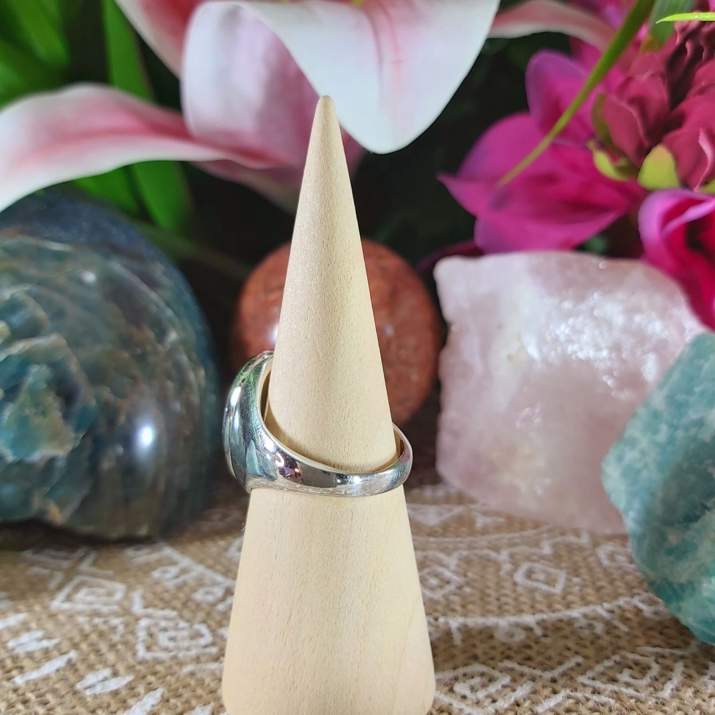 Black Lace Onyx Self-Confidence Ring Size US 8.5 (E1040)