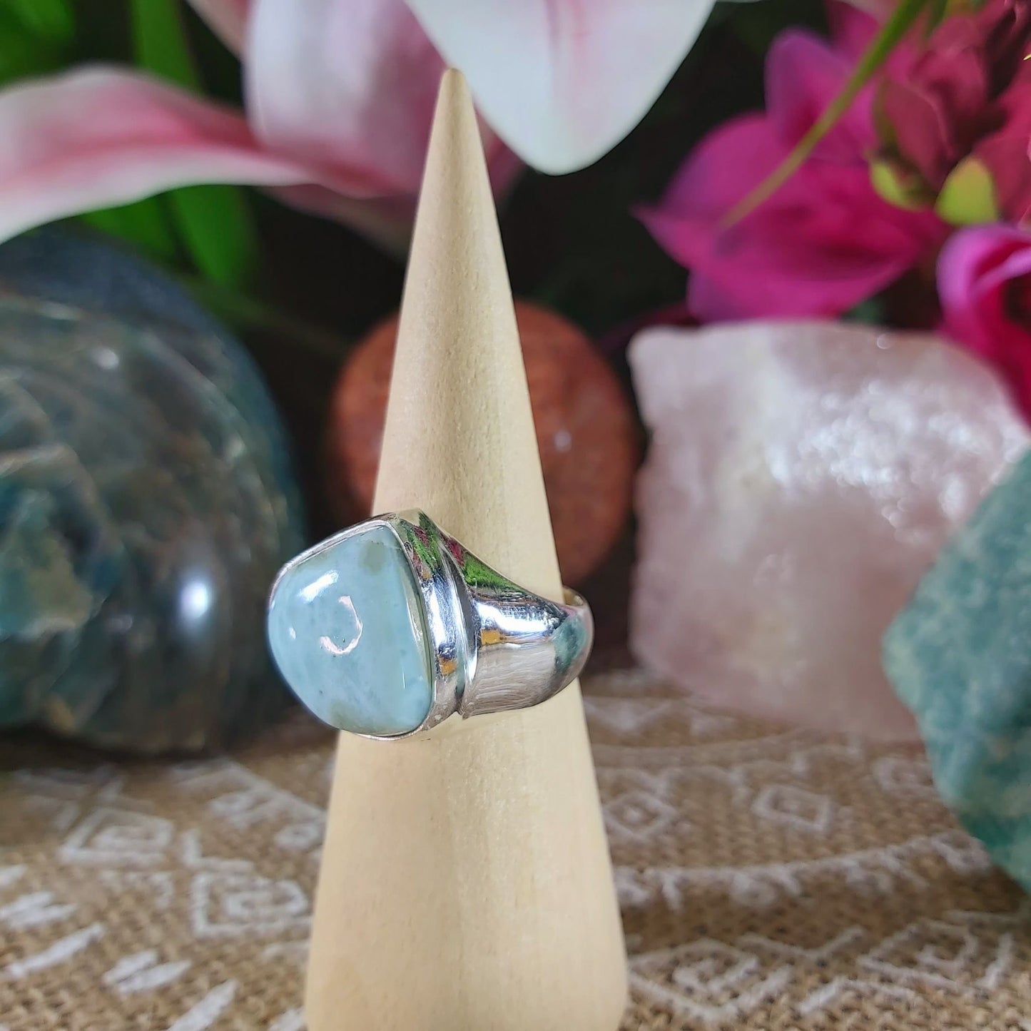 Larimar Emotional Healing Ring Size US 8.5 (E1046)