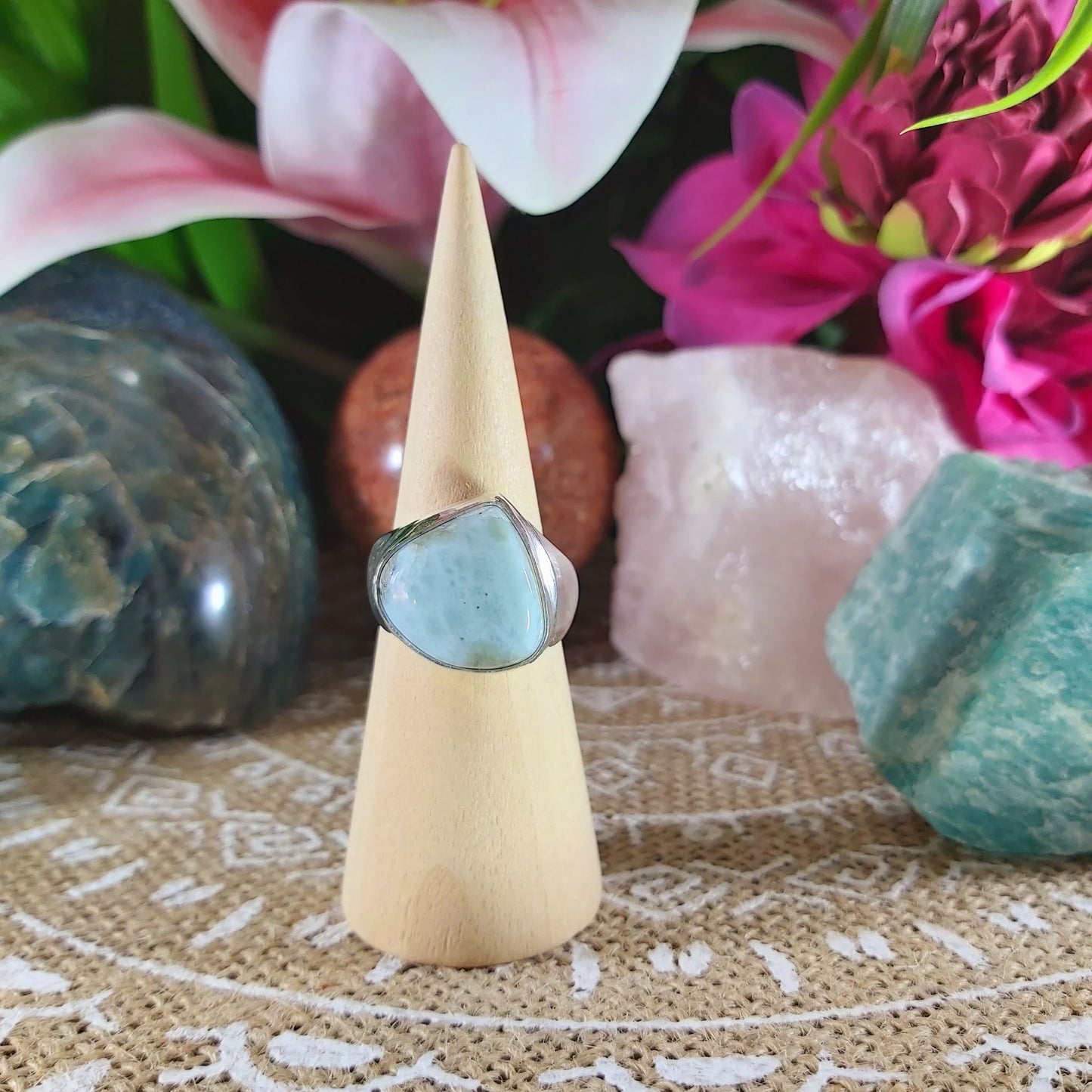 Larimar Emotional Healing Ring Size US 8.5 (E1046)