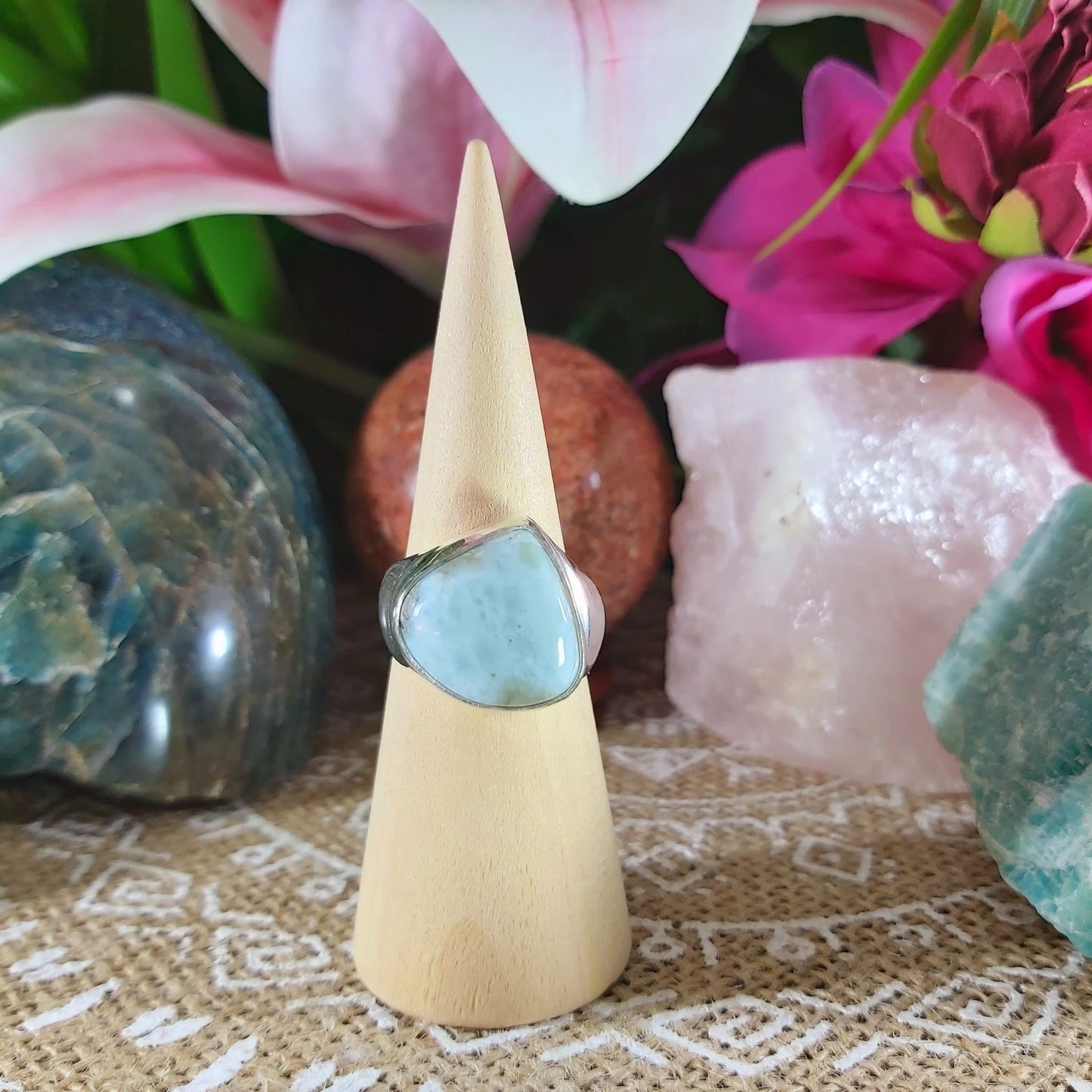 Larimar Emotional Healing Ring Size US 8.5 (E1046)
