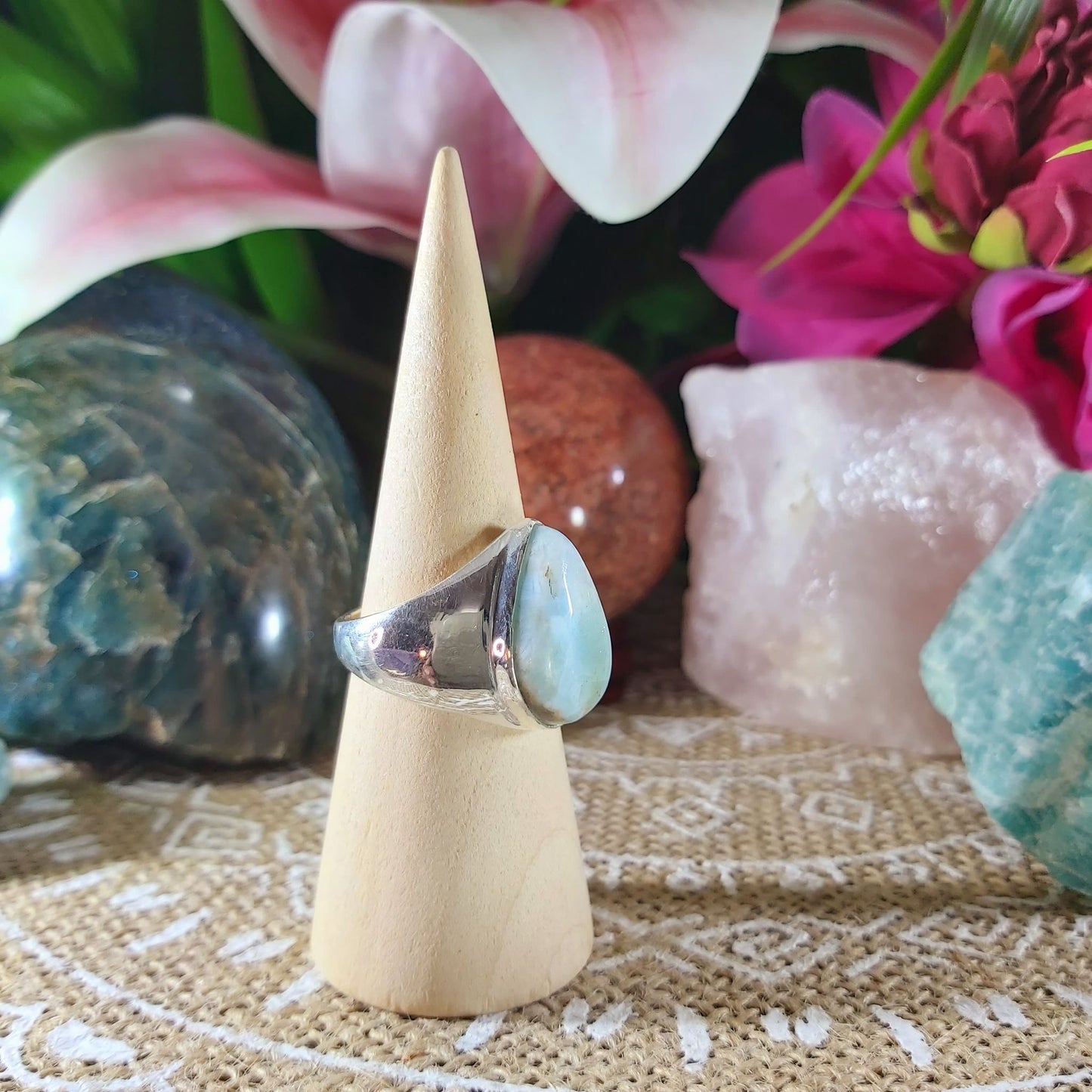 Larimar Emotional Healing Ring Size US 9 (E1051)