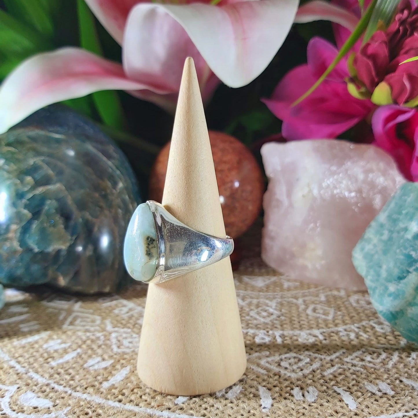 Larimar Emotional Healing Ring Size US 9 (E1051)