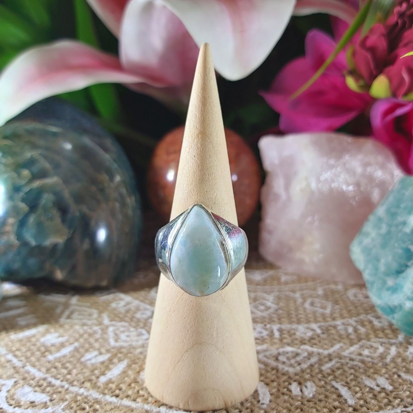 Larimar Emotional Healing Ring Size US 9 (E1051)