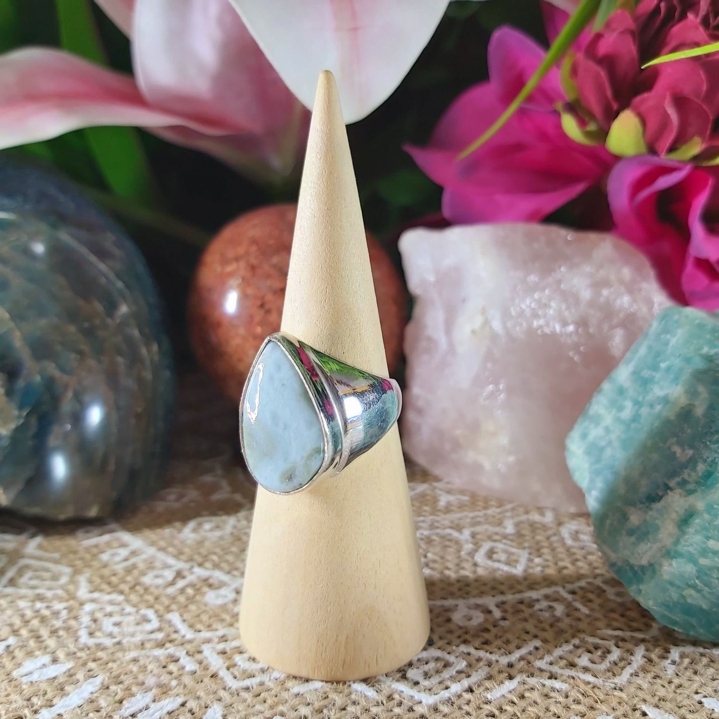 Larimar Emotional Healing Ring Size US 9 (E1053)