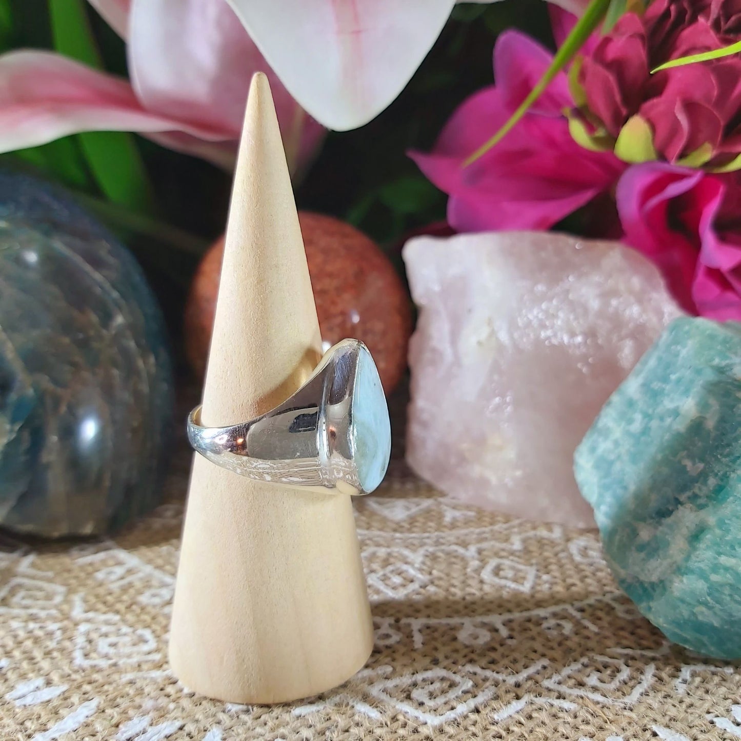 Larimar Emotional Healing Ring Size US 9 (E1053)