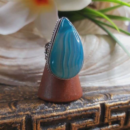 Agate Physical Wellbeing Gemstone Ring US 8.5 (E1698)