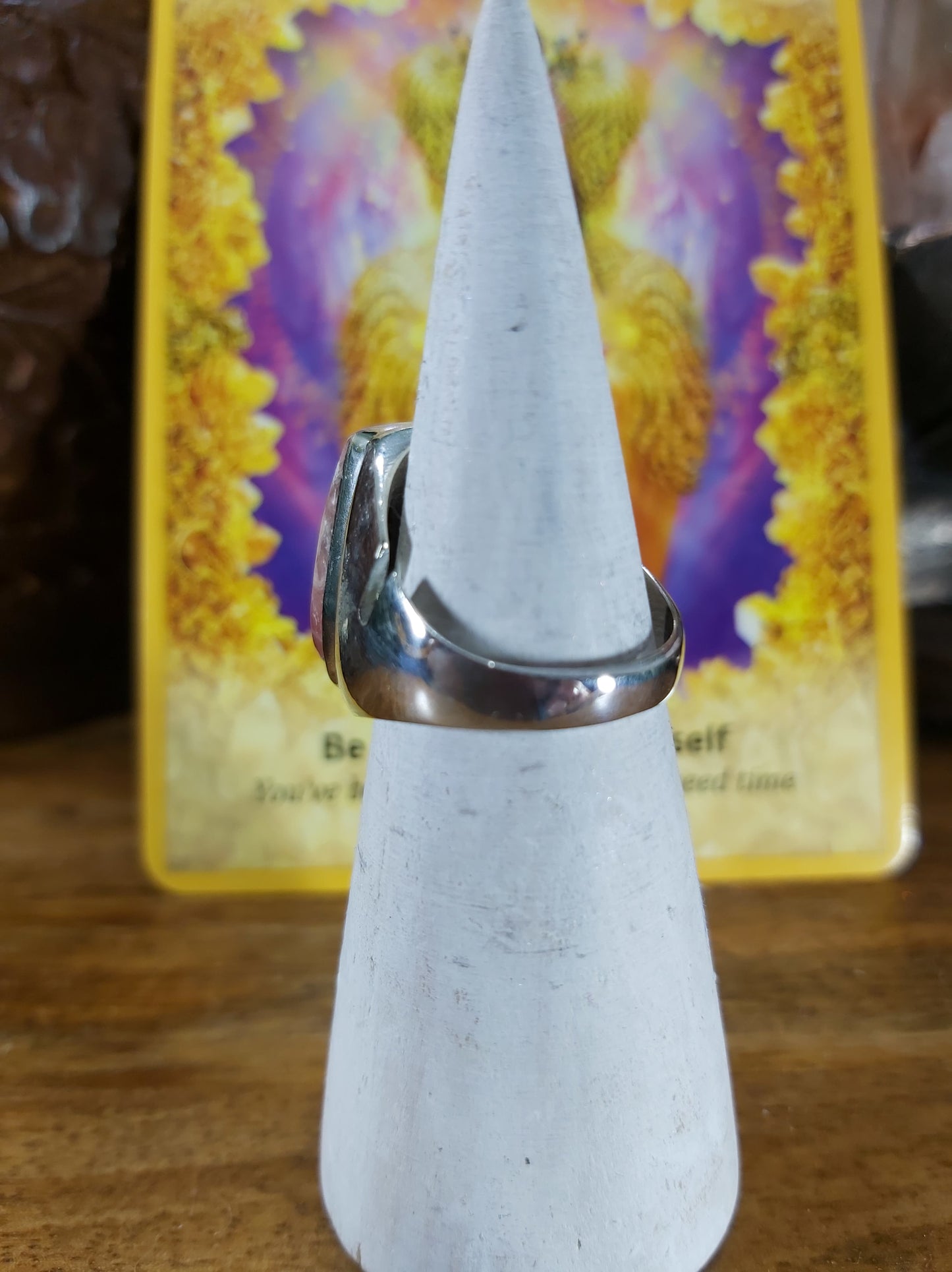 Rhodochrosite Love Ring Size US 8 (E90)