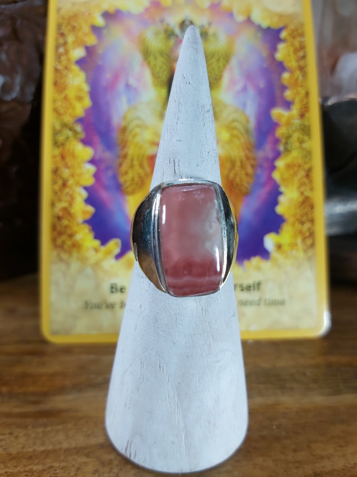 Rhodochrosite Love Ring Size US 8 (E90)