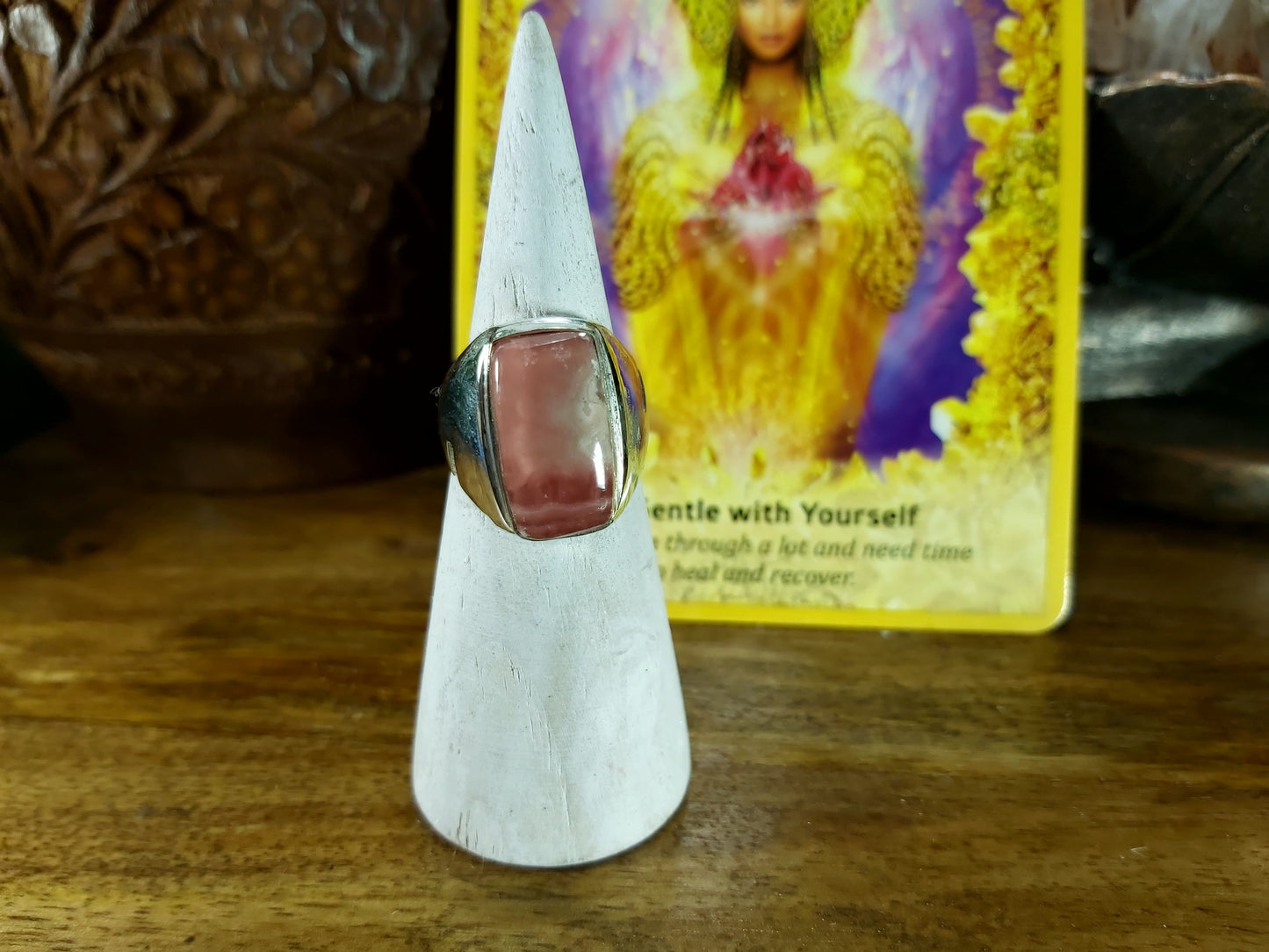 Rhodochrosite Love Ring Size US 8 (E90)