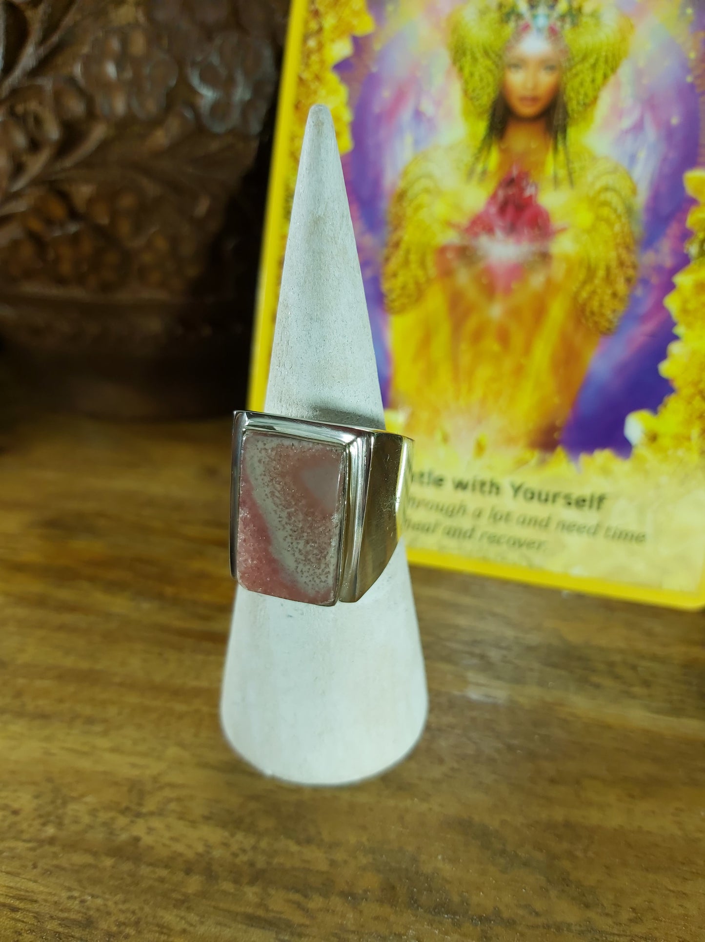 Rhodochrosite Love Ring Size US 8 (E91)