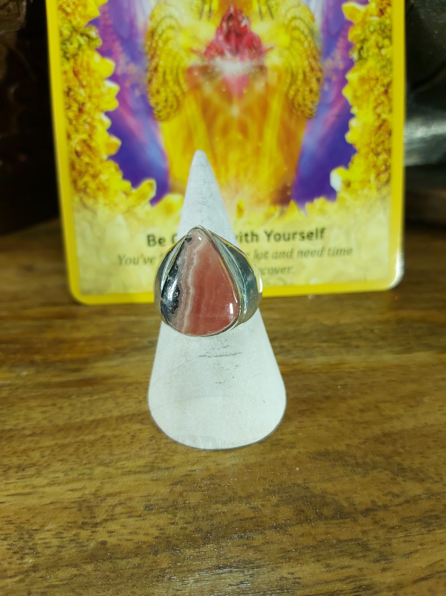 Rhodochrosite Inner Peace Ring Size US 8 (E92)