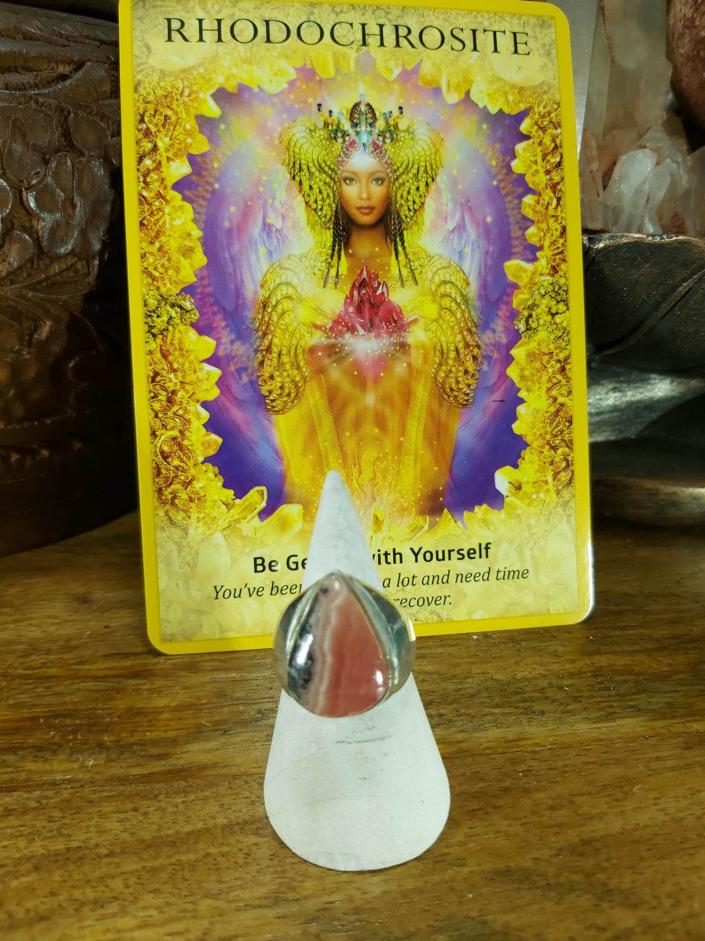 Rhodochrosite Inner Peace Ring Size US 8 (E92)