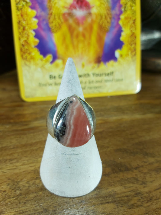 Rhodochrosite Inner Peace Ring Size US 8 (E92)