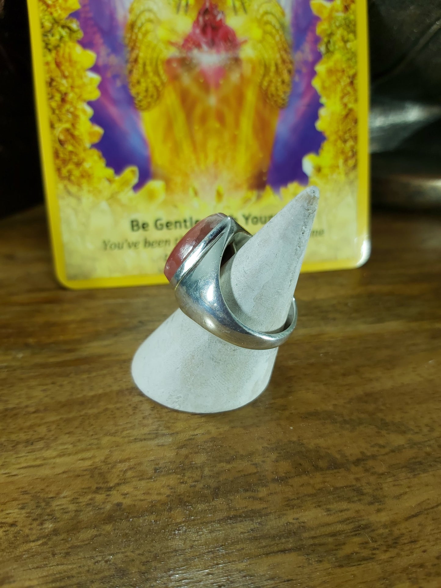 Rhodochrosite Inner Peace Ring Size US 8 (E92)