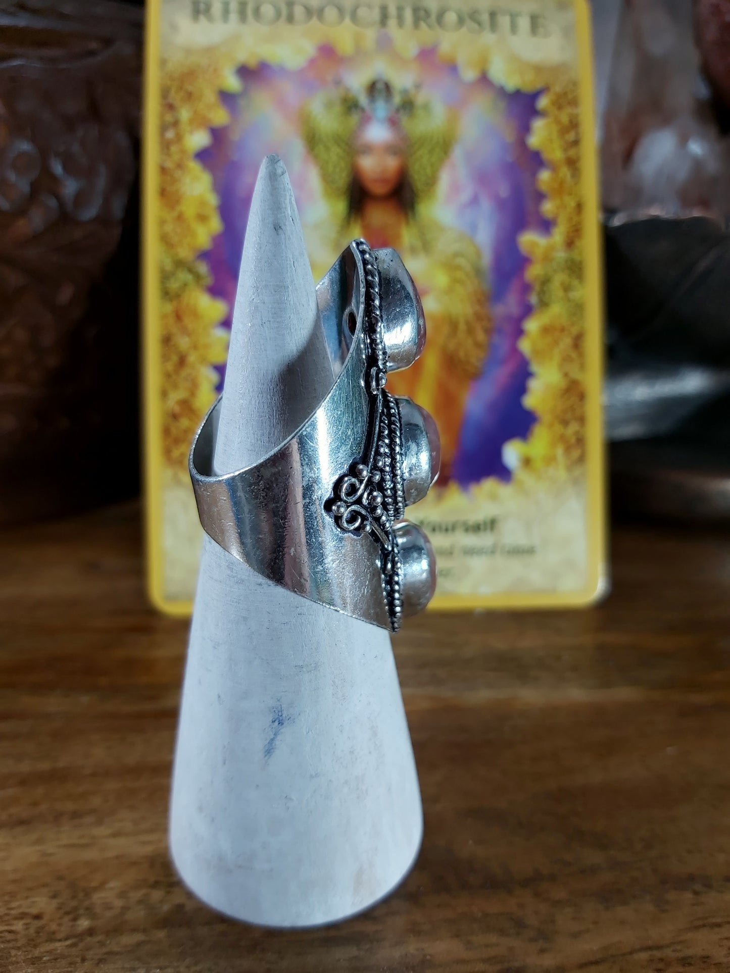 Rhodochrosite Love Ring Size US 8.5 (E94)