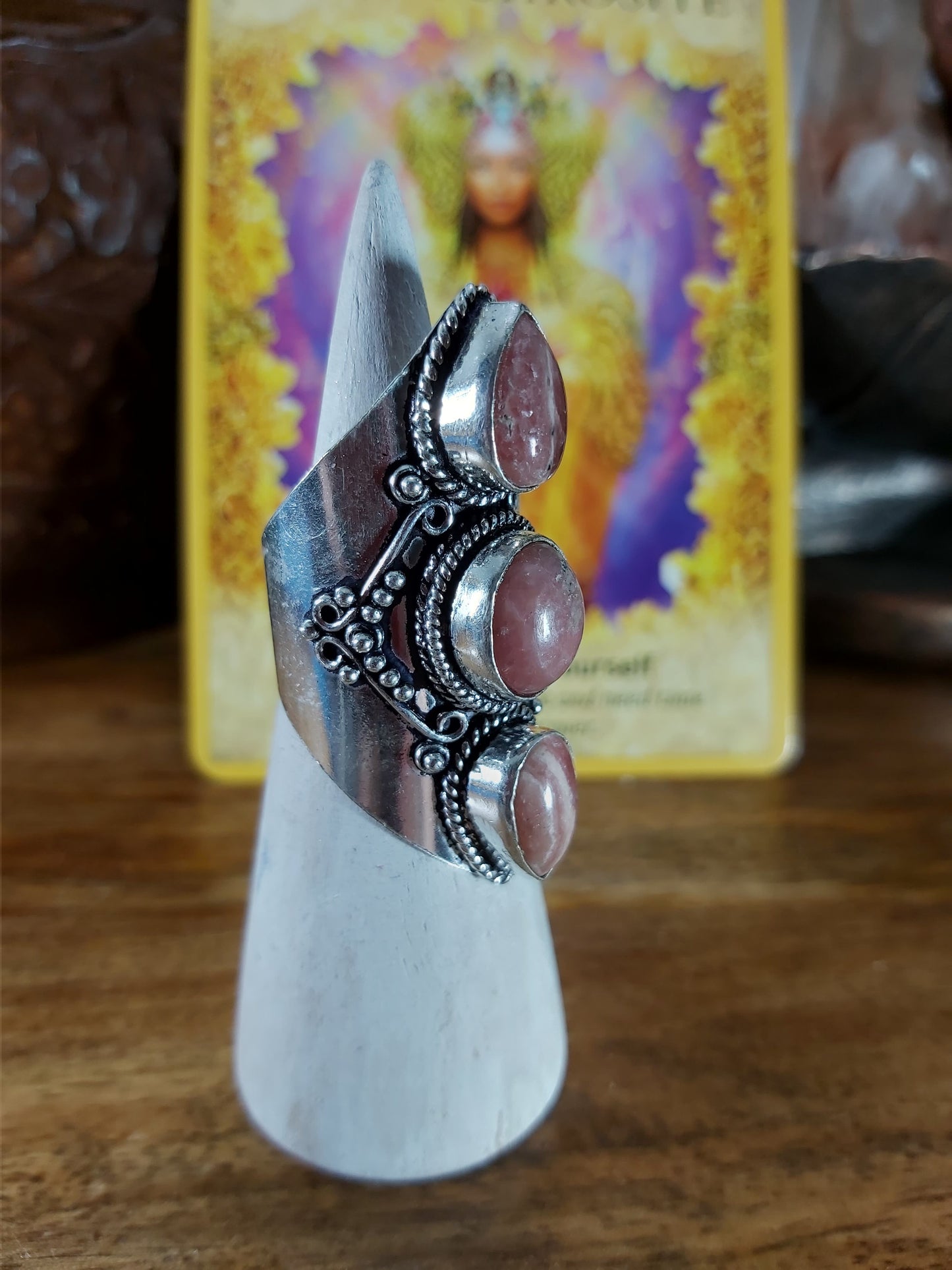 Rhodochrosite Love Ring Size US 8.5 (E94)