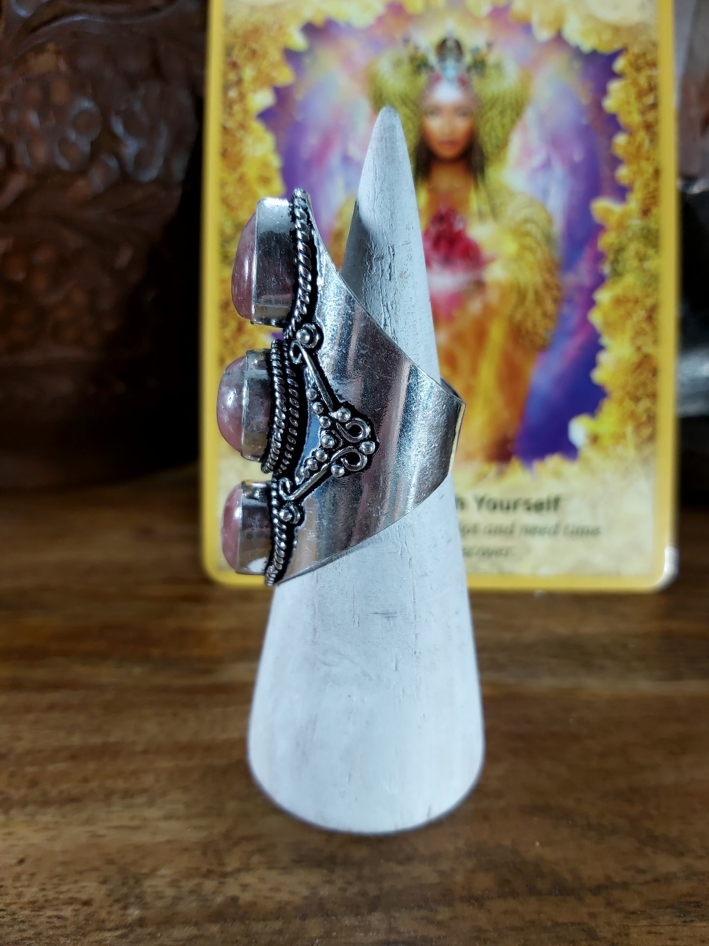 Rhodochrosite Love Ring Size US 8.5 (E94)