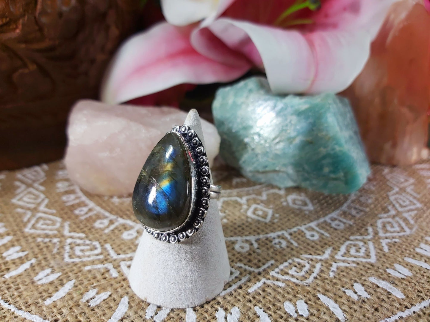 Labradorite Inner Spirit Gemstone Ring Size US 8 (E943)