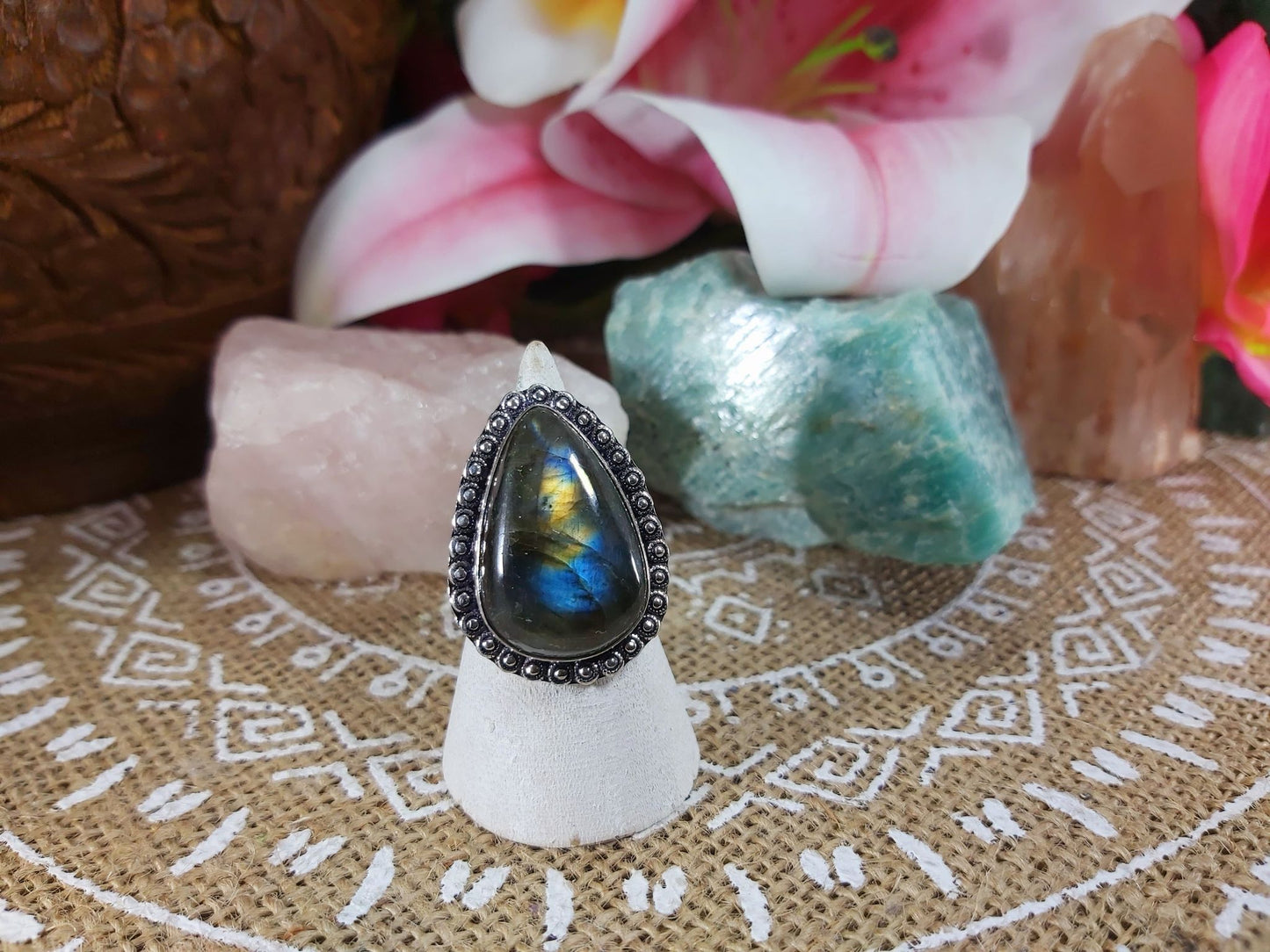 Labradorite Inner Spirit Gemstone Ring Size US 8 (E943)