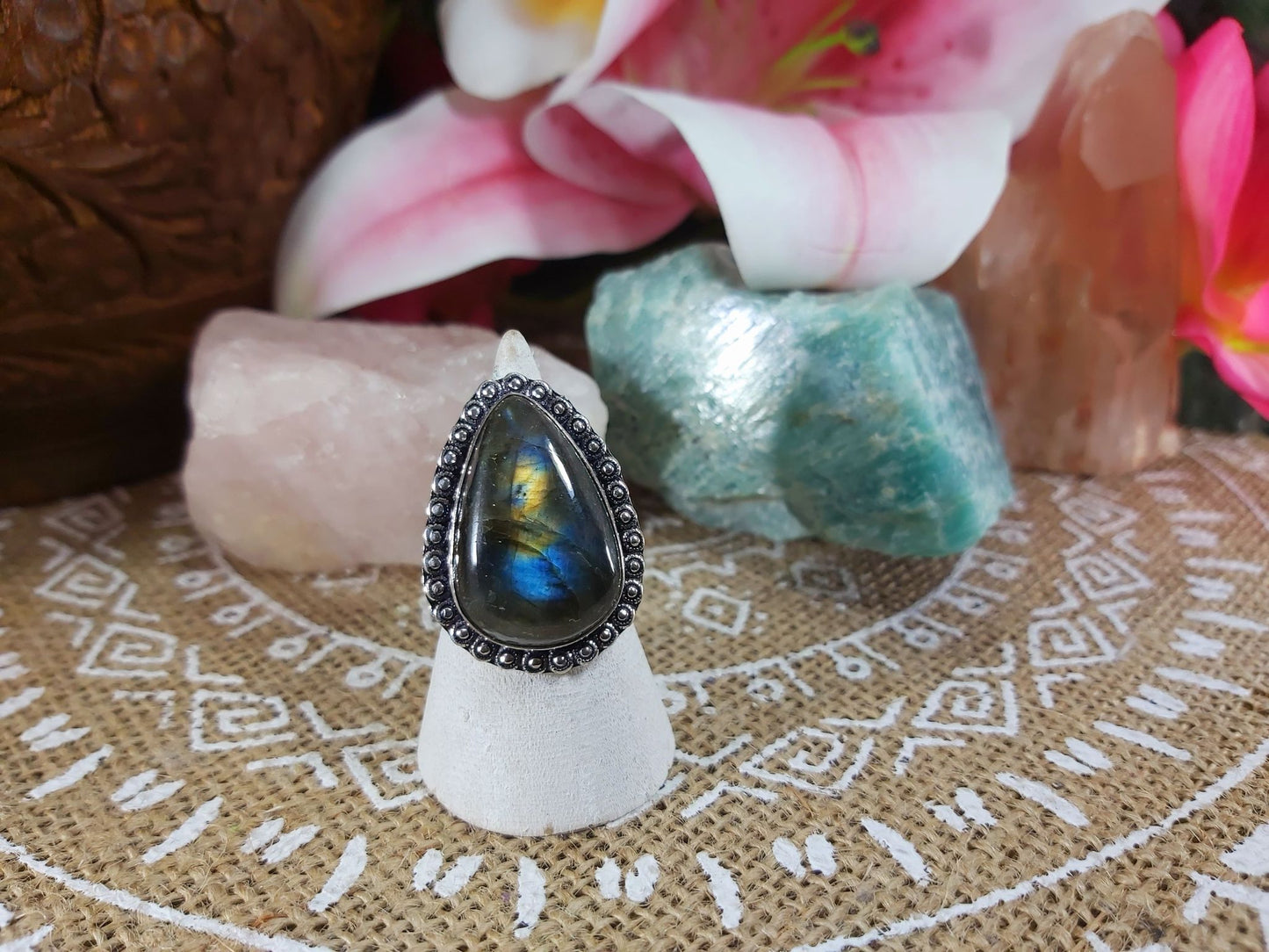 Labradorite Inner Spirit Gemstone Ring Size US 8 (E943)