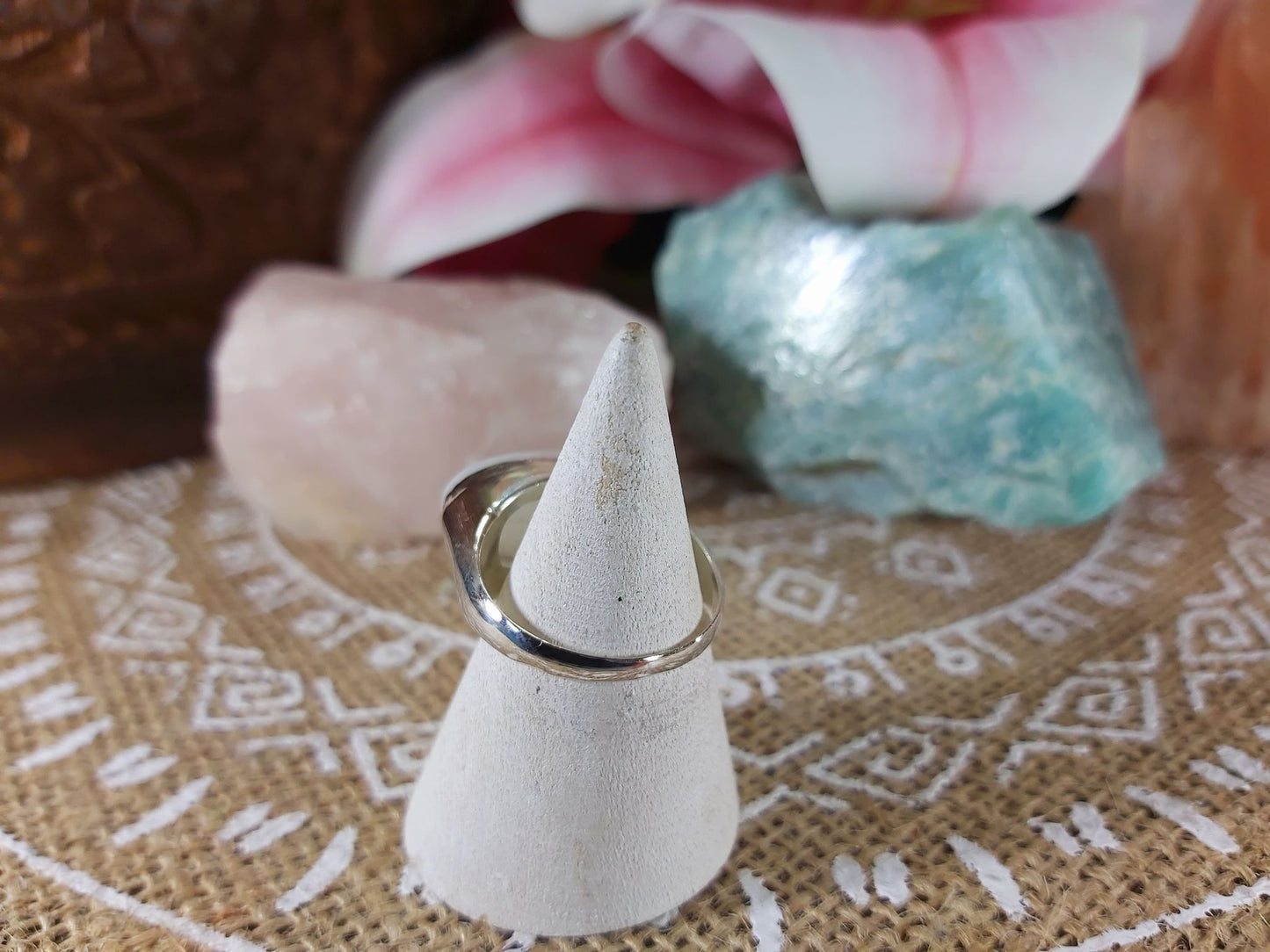Rainbow Moonstone Compassion Ring Size US 8.5 (E953)