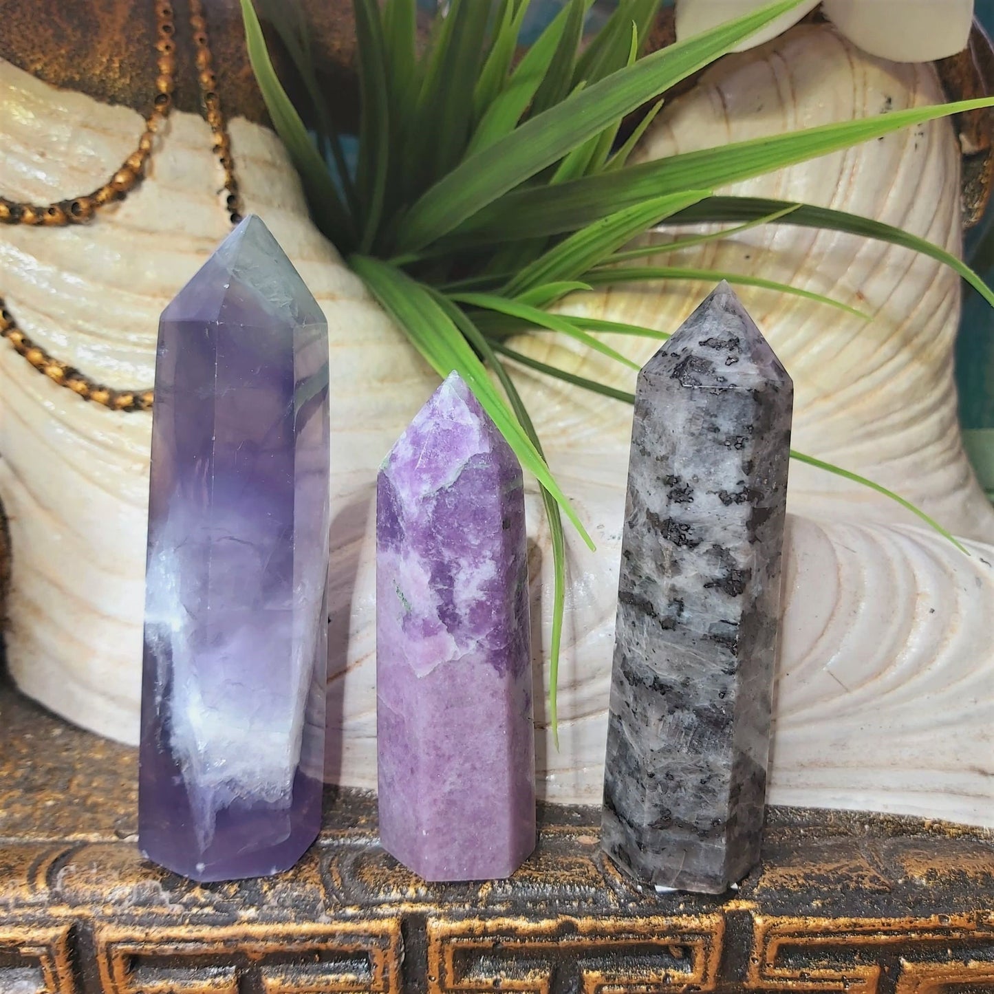 Fluorite, Lepidolite & Larvakite Crystals 232 gms (GEM191)