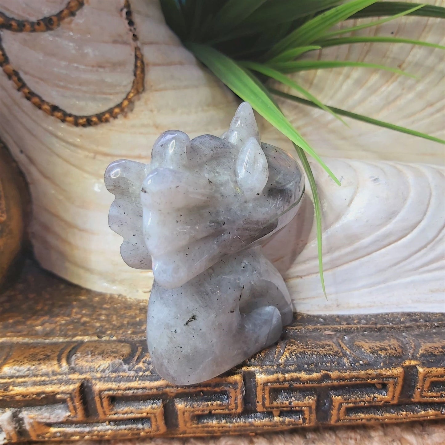 Hand Carved Labradorite Unicorn Gemstone 124 gms (GEM197)