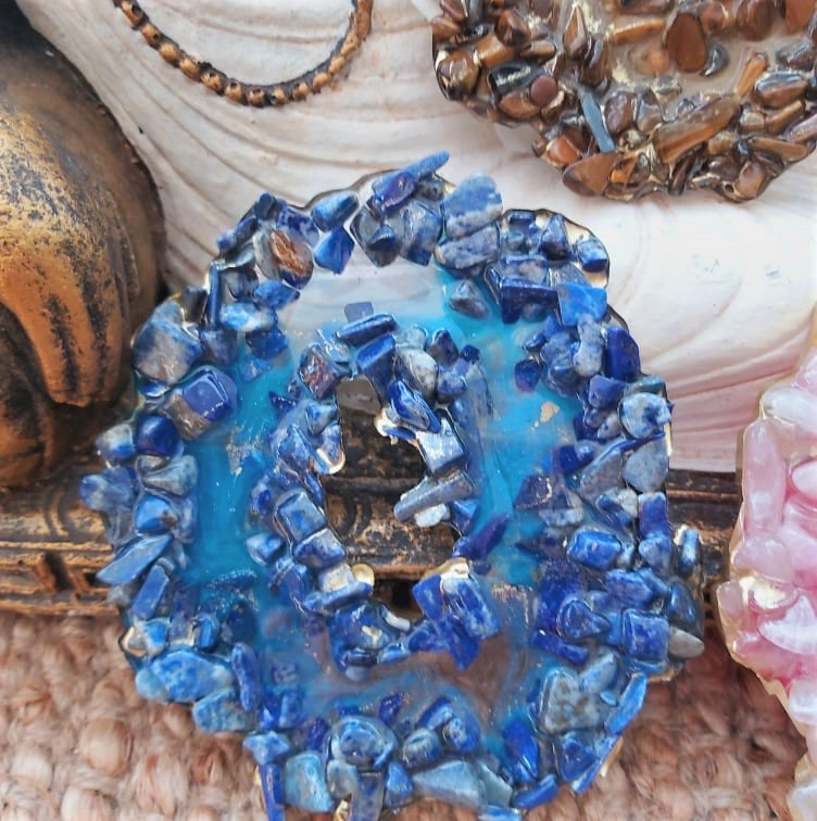 Handmade Crystal Resin Geode Set (3-Pack) – Tiger’s Eye, Rose Quartz, Lapis Lazuli (GEO16)