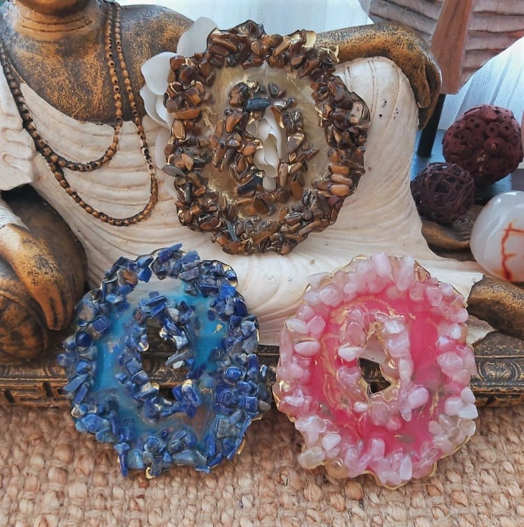 3 Pack Crystal Gemstone & Resin Geode (GEO16)