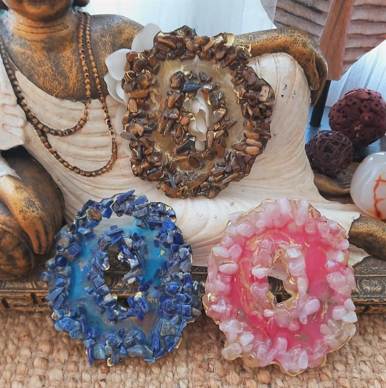 3 Pack Crystal Gemstone & Resin Geode (GEO16)