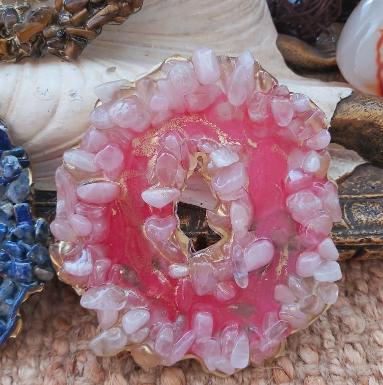 Handmade Crystal Resin Geode Set (3-Pack) – Tiger’s Eye, Rose Quartz, Lapis Lazuli (GEO16)