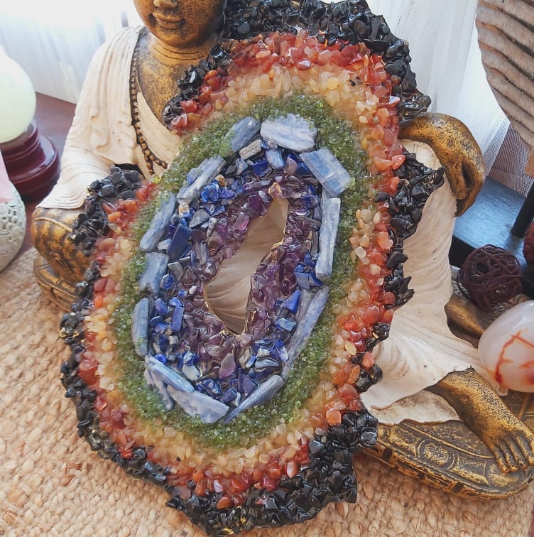 Chakra Crystal Gemstone & Resin Geode (GEO8)