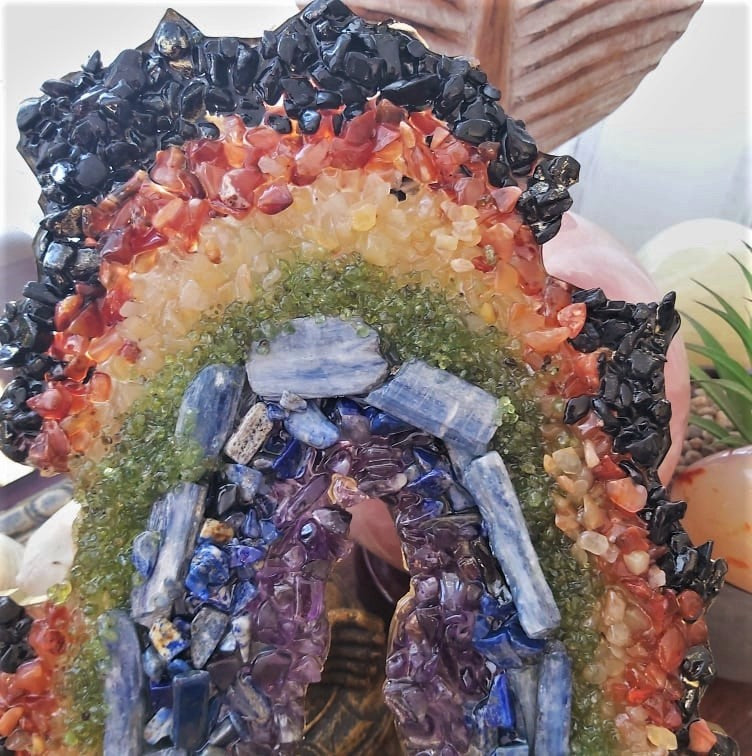Handmade Large Chakra Crystal Resin Geode (GEO8)