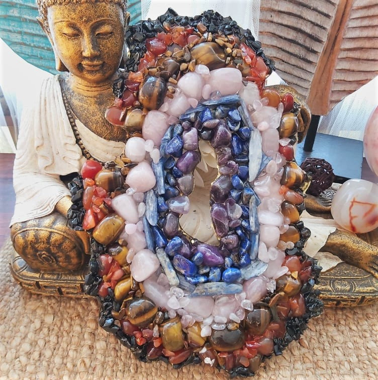 Chakra Crystal Gemstone & Resin Geode (GEO9)