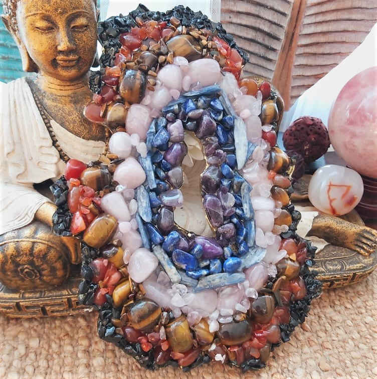 Chakra Crystal Gemstone & Resin Geode (GEO9)