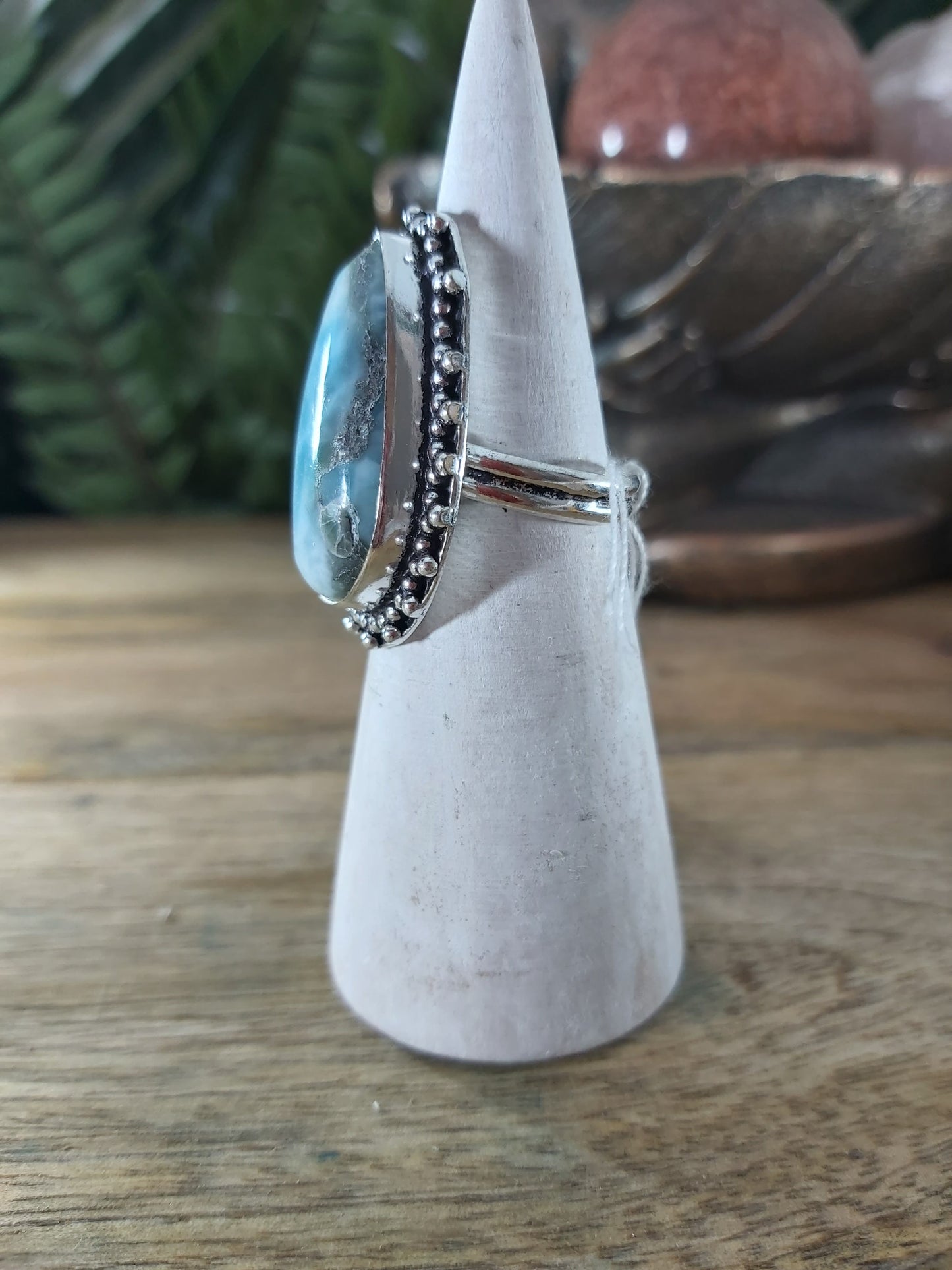 Larimar Emotional Healing Ring Size US 9 (RG139)