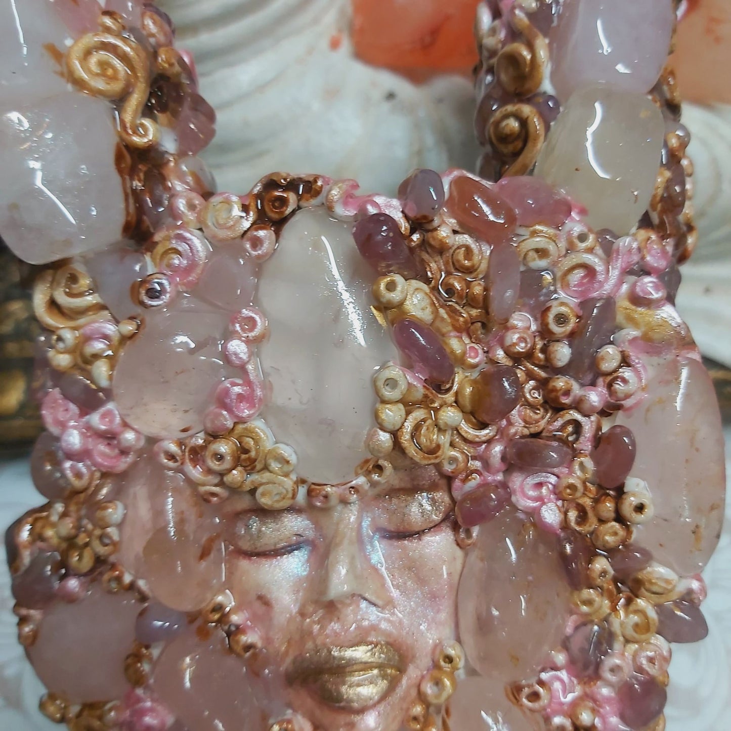 Handmade Kalone Rose Quartz Gemstone Crystal Wand (#177)