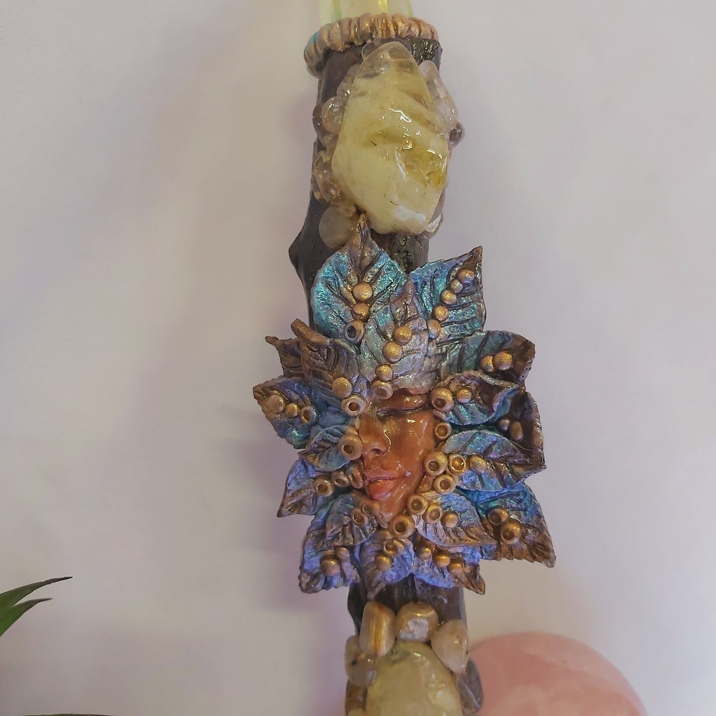 Handmade Dioya Citrine Gemstone Crystal Healing Wand (#185)