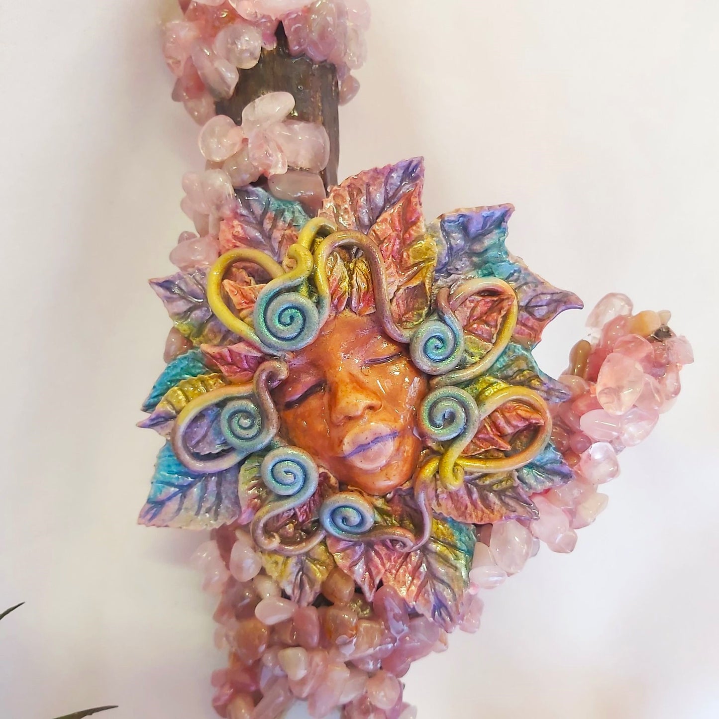 Maia Rose Quartz & Calcite Gemstone Crystal Healing Wand (#187)