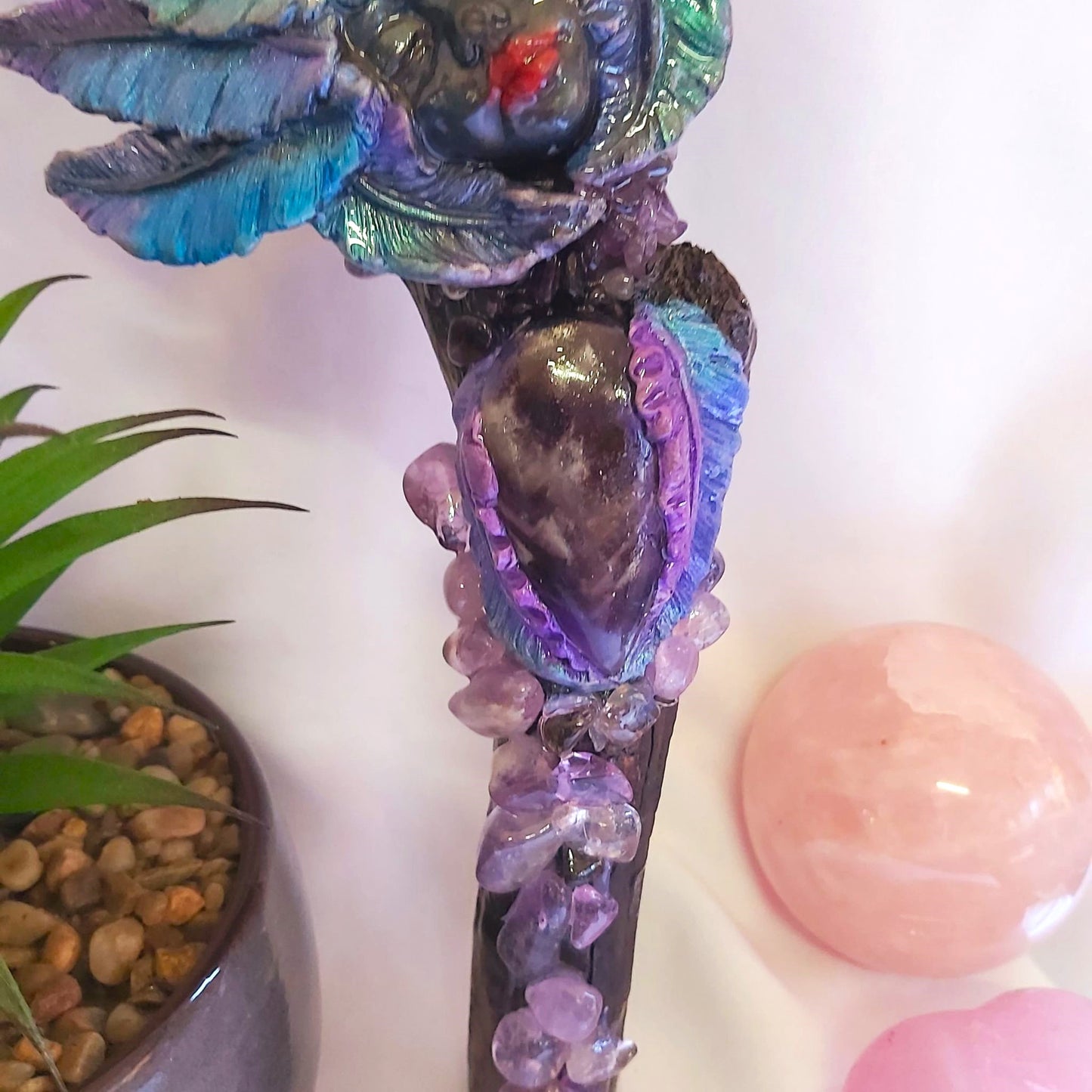 Handmade Possina Amethyst Gemstone Crystal Healing Wand (#188)