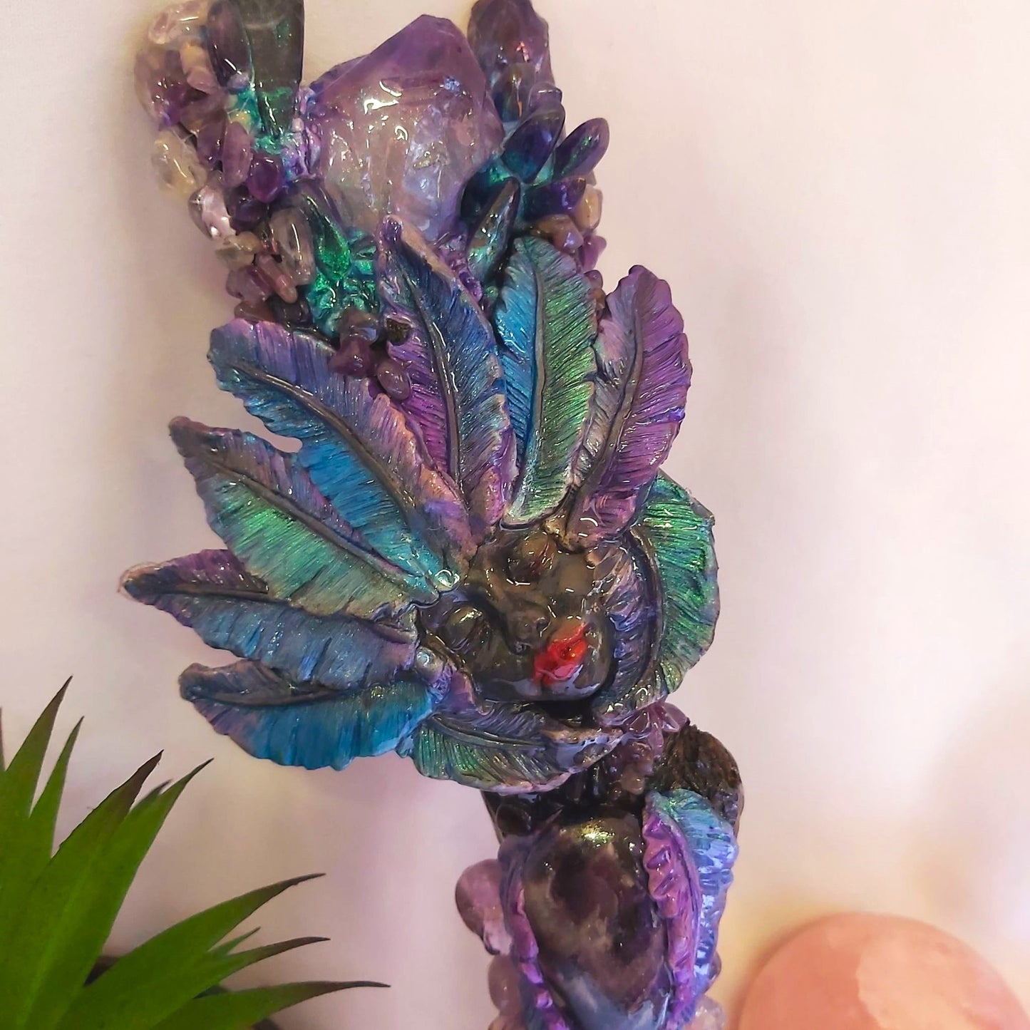 Handmade Possina Amethyst Gemstone Crystal Healing Wand (#188)