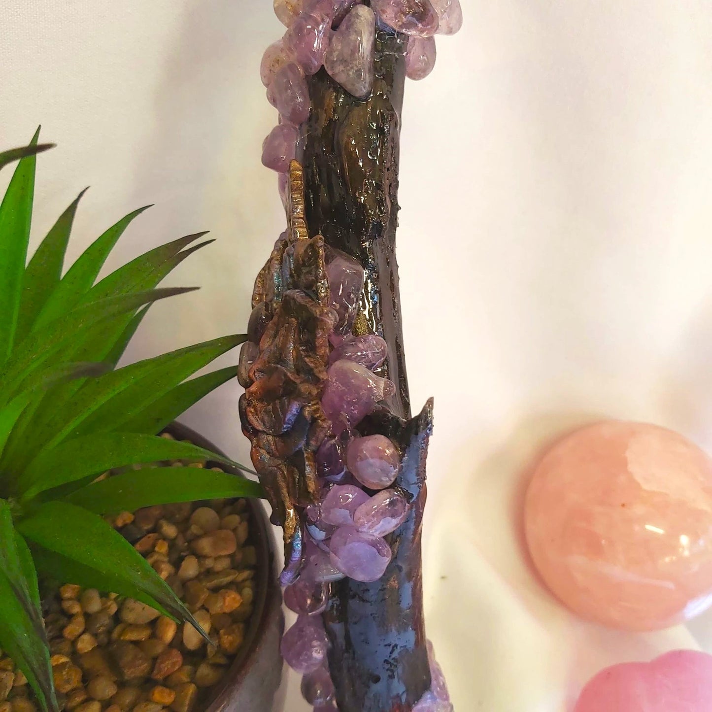 Handmade Jahany Amethyst Gemstone Crystal Healing Wand (#190)
