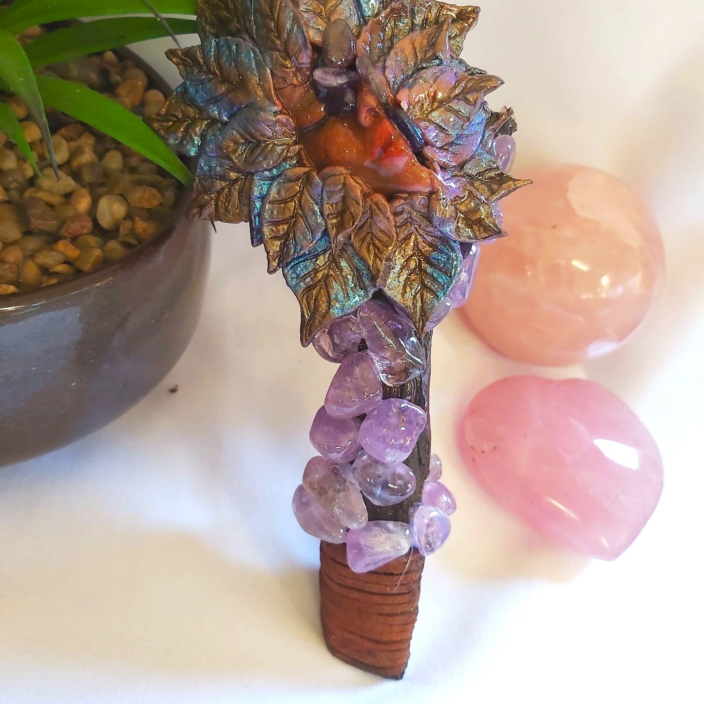 Handmade Jahany Amethyst Gemstone Crystal Healing Wand (#190)