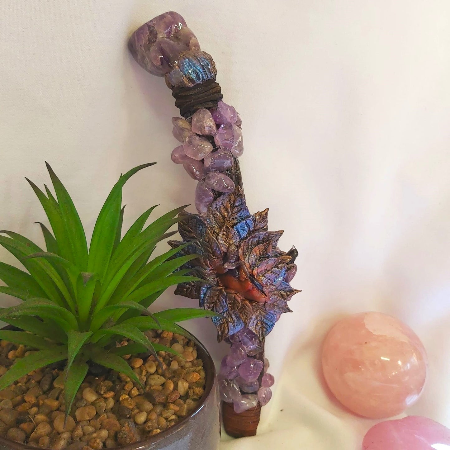 Handmade Jahany Amethyst Gemstone Crystal Healing Wand (#190)