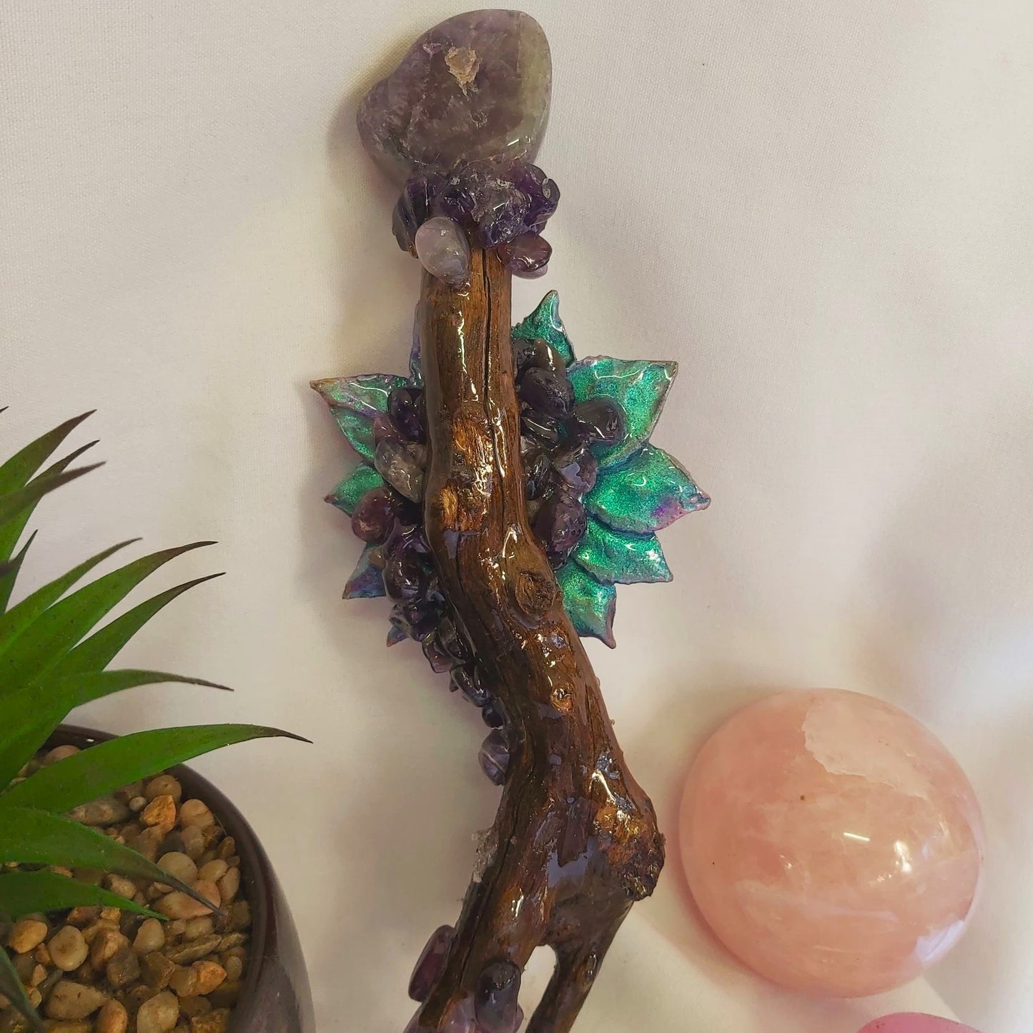 Handmade Willa Amethyst Gemstone Crystal Healing Wand (#192)