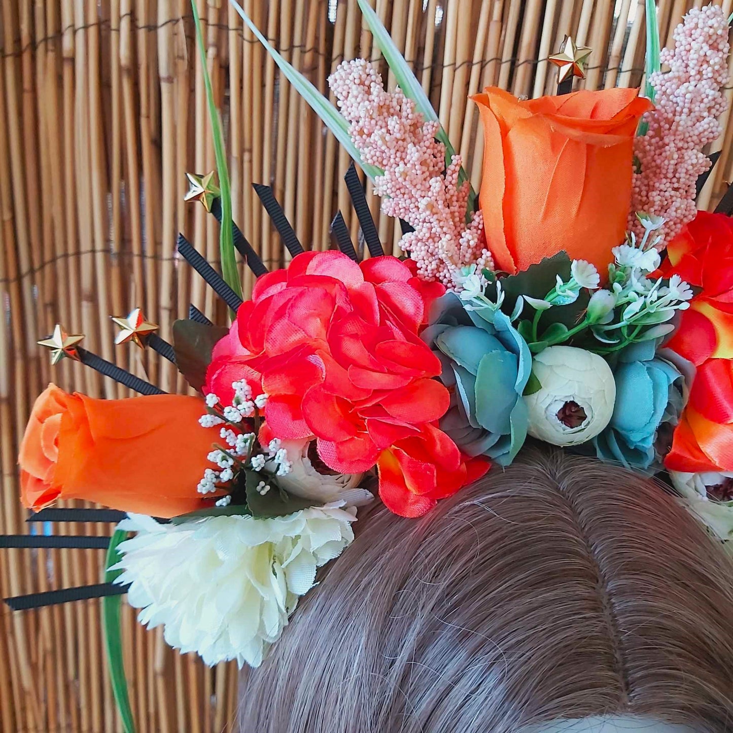Luxury Handmade Orange Flower Headband/Headpiece