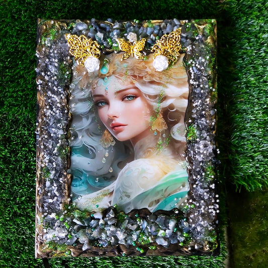 A4 Handmade Crystal Journal Diary Notebook with Moss Agate