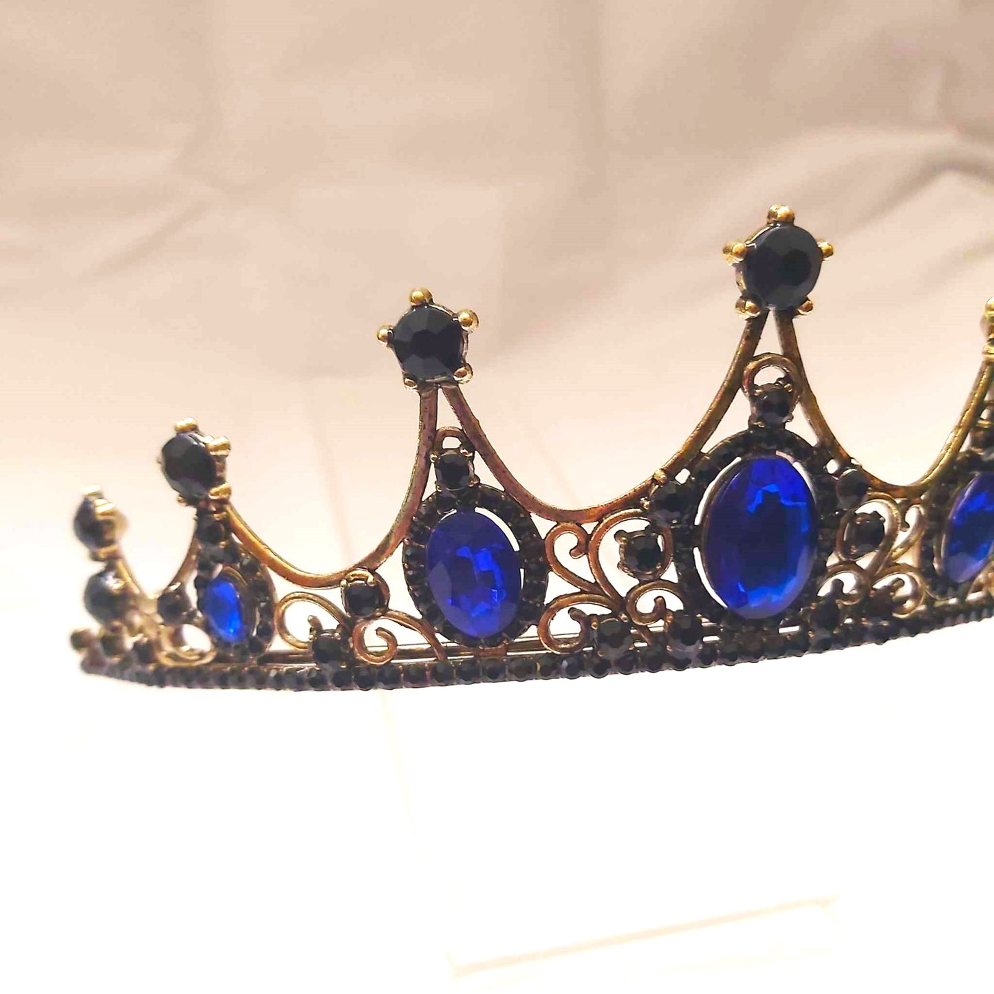 Blue Rhinestones Crown Tiara Baroque (CR22)