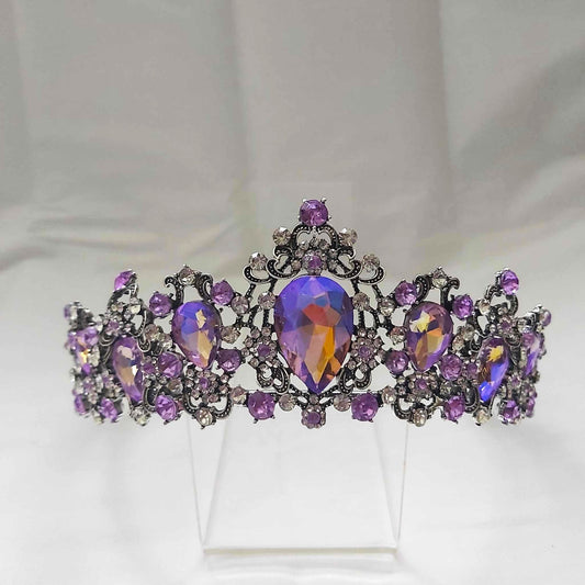 Purple Rhinestones Crown Tiara Baroque (CR23)