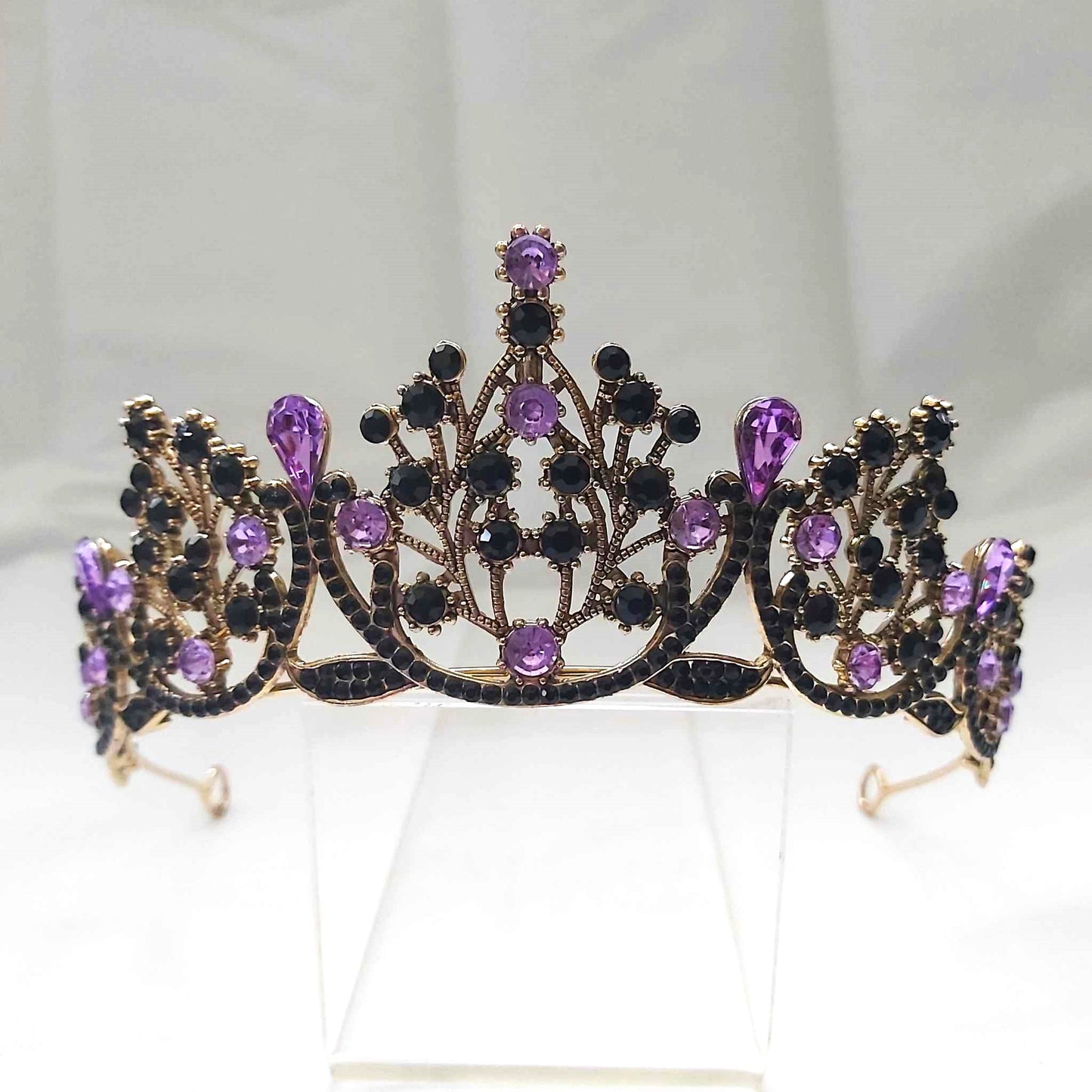 Purple Rhinestones Crown Tiara Baroque Handmade (CR24)